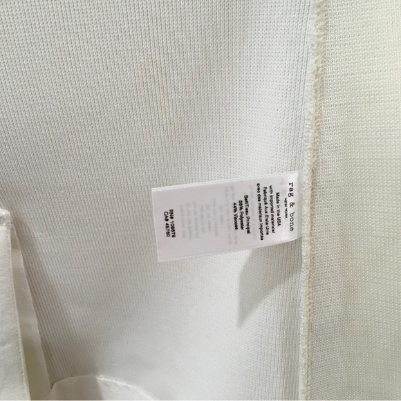 Rag&bone Sandrine Knit Blazer Womens 10 Ivory Off White Black Piping Classic New - Picture 6 of 10